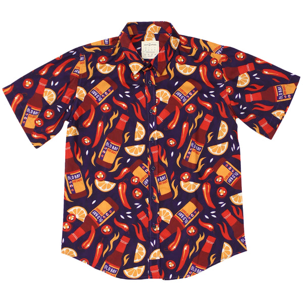 Can't Get Enough OLD BAY Hot Sauce / Hawaiian Shirt