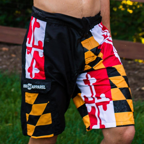 Maryland Flag Athletic Shorts Made in USA-Red, Black, Yellow, White