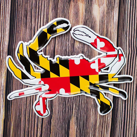 Maryland Flag with Crabs in The Design - Long Sleeve Shirt Black / Medium (M)