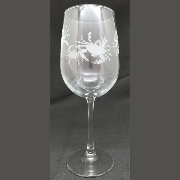 Crab Etched Pattern / Stemless Wine Glass