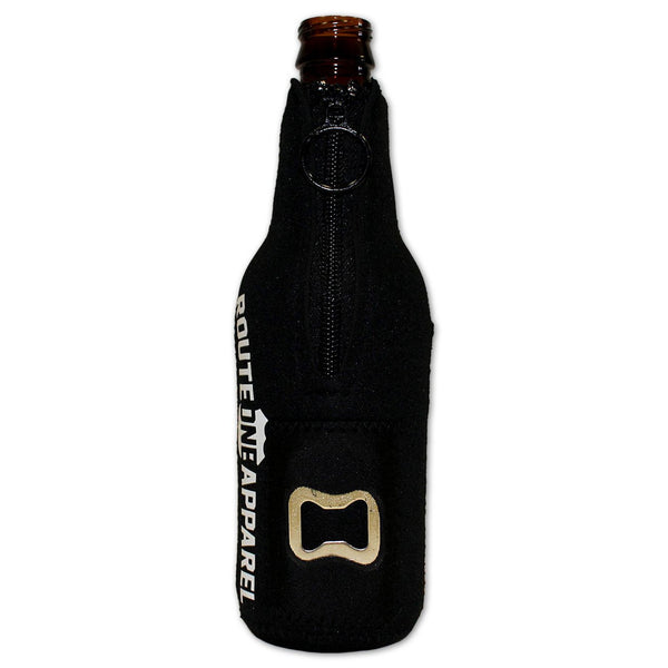 America Peace Sign Beer Bottle Coolie (Black) 