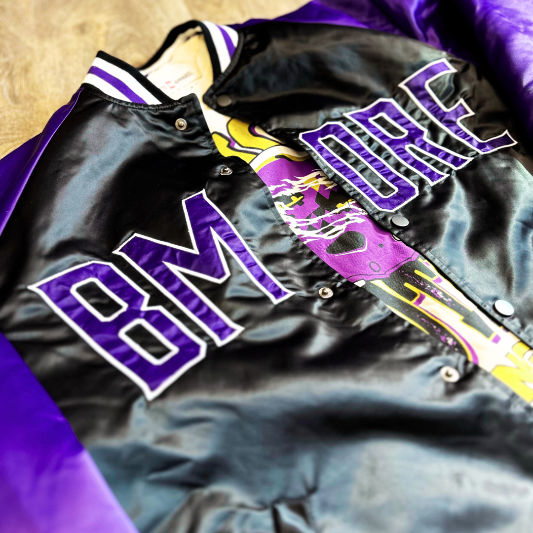 BMORE Satin Jacket (Purple) - Brightside X R1A / Varsity Jacket