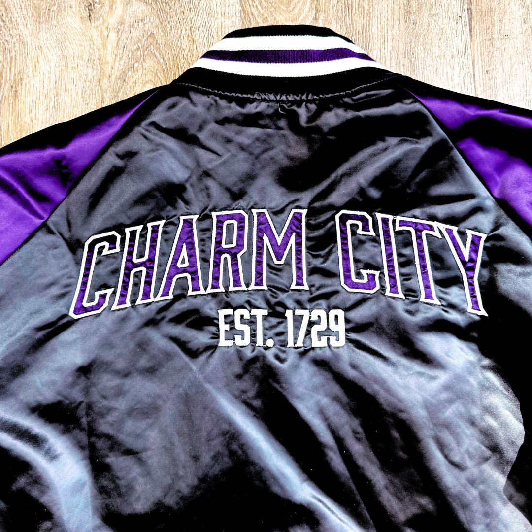 BMORE Satin Jacket (Purple) - Brightside X R1A / Varsity Jacket