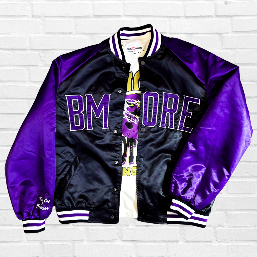 BMORE Satin Jacket (Purple) - Brightside X R1A / Varsity Jacket