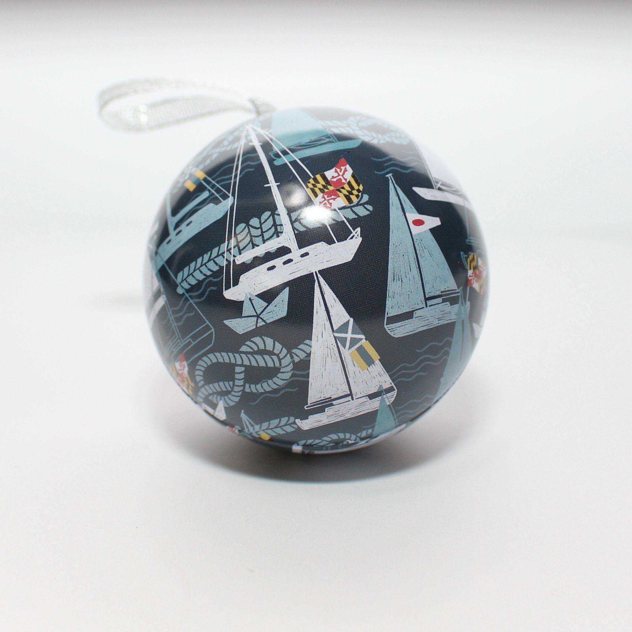 Sail Boat Seaborn Marylander  / Tin Ball Ornament