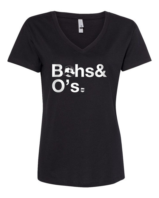 Bohs & O's Helvetica *With Natty Boh Logo* (Black) /  Ladies V-Neck Shirt