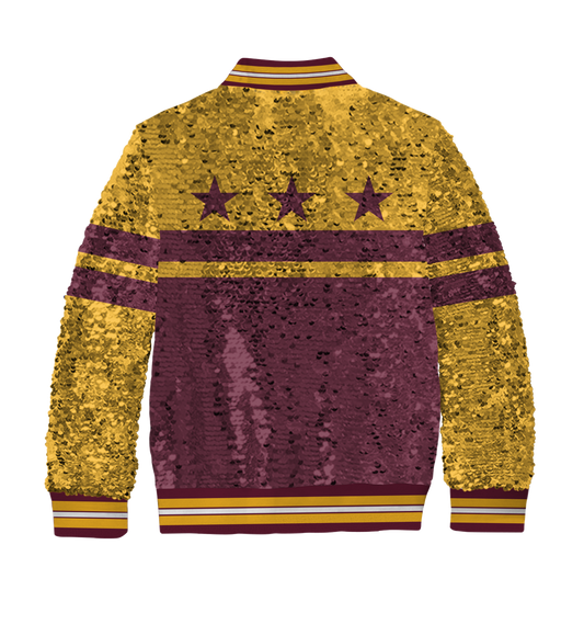 **REQUEST IT** Burgundy & Gold DC Flag / Sequin Jacket