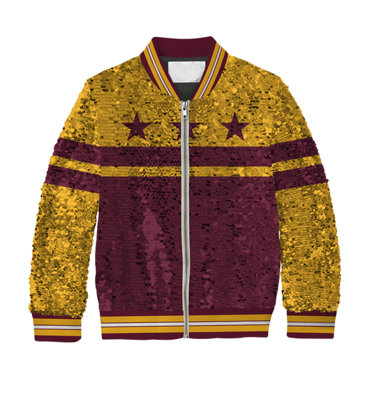 **REQUEST IT** Burgundy & Gold DC Flag / Sequin Jacket