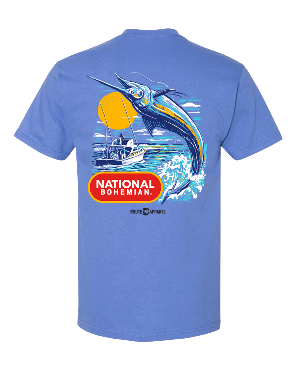 Natty Boh White Marlin Fishing (Flo Blue) / Shirt - Small Blue