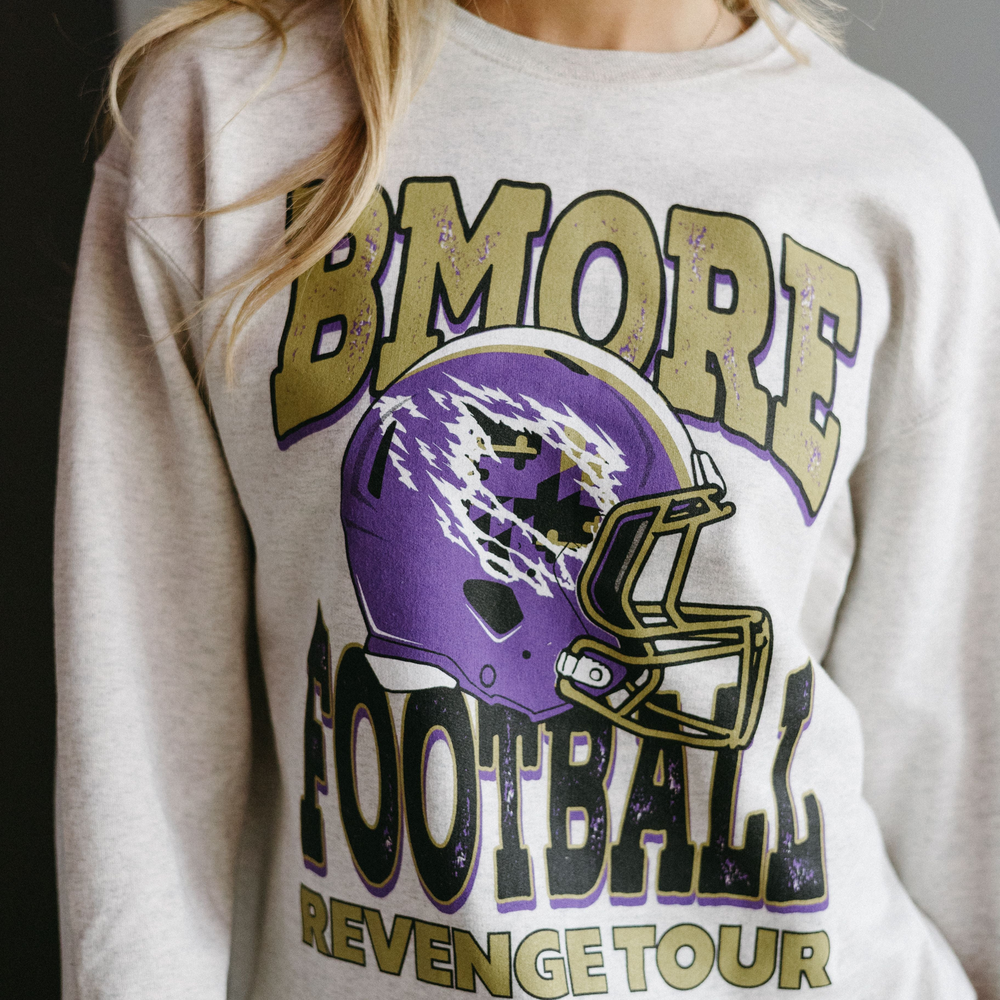 BMORE Football Revenge Tour Crewneck - Brightside X R1A (Oatmeal) / Crew Sweatshirt