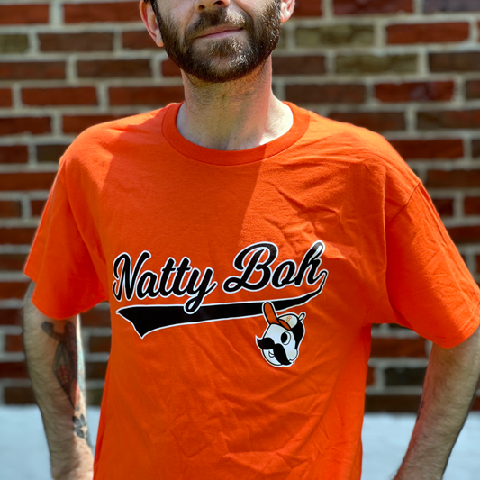 Natty Boh Baseball Script with Boh Logo (Orange) / Shirt