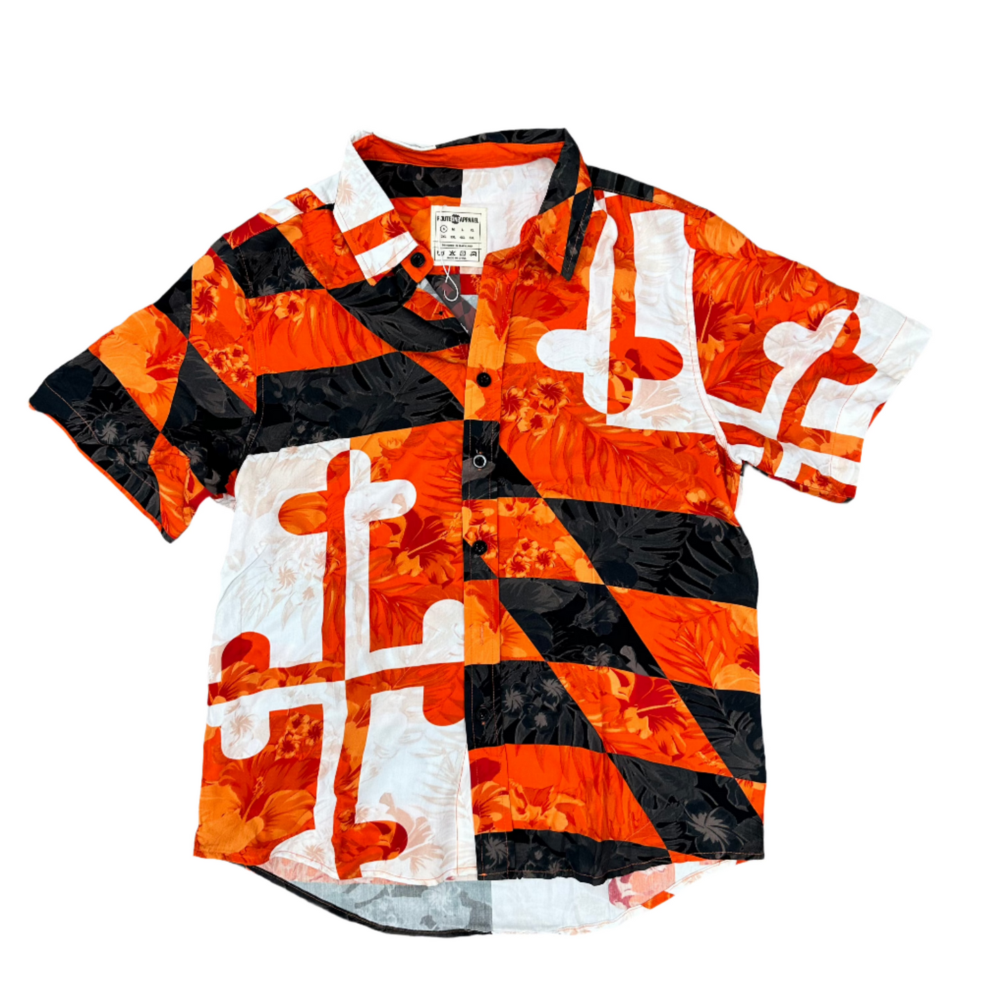 Maryland Flag Floral (Black & Orange) / Hawaiian Shirt