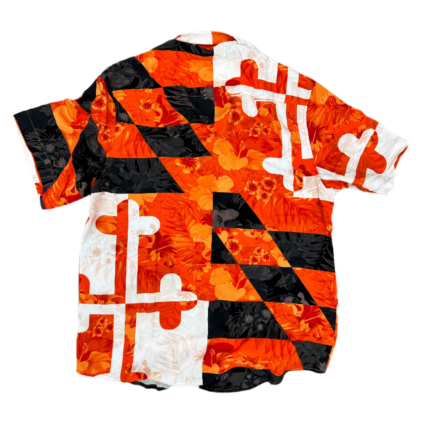 Maryland Flag Floral (Black & Orange) / Hawaiian Shirt