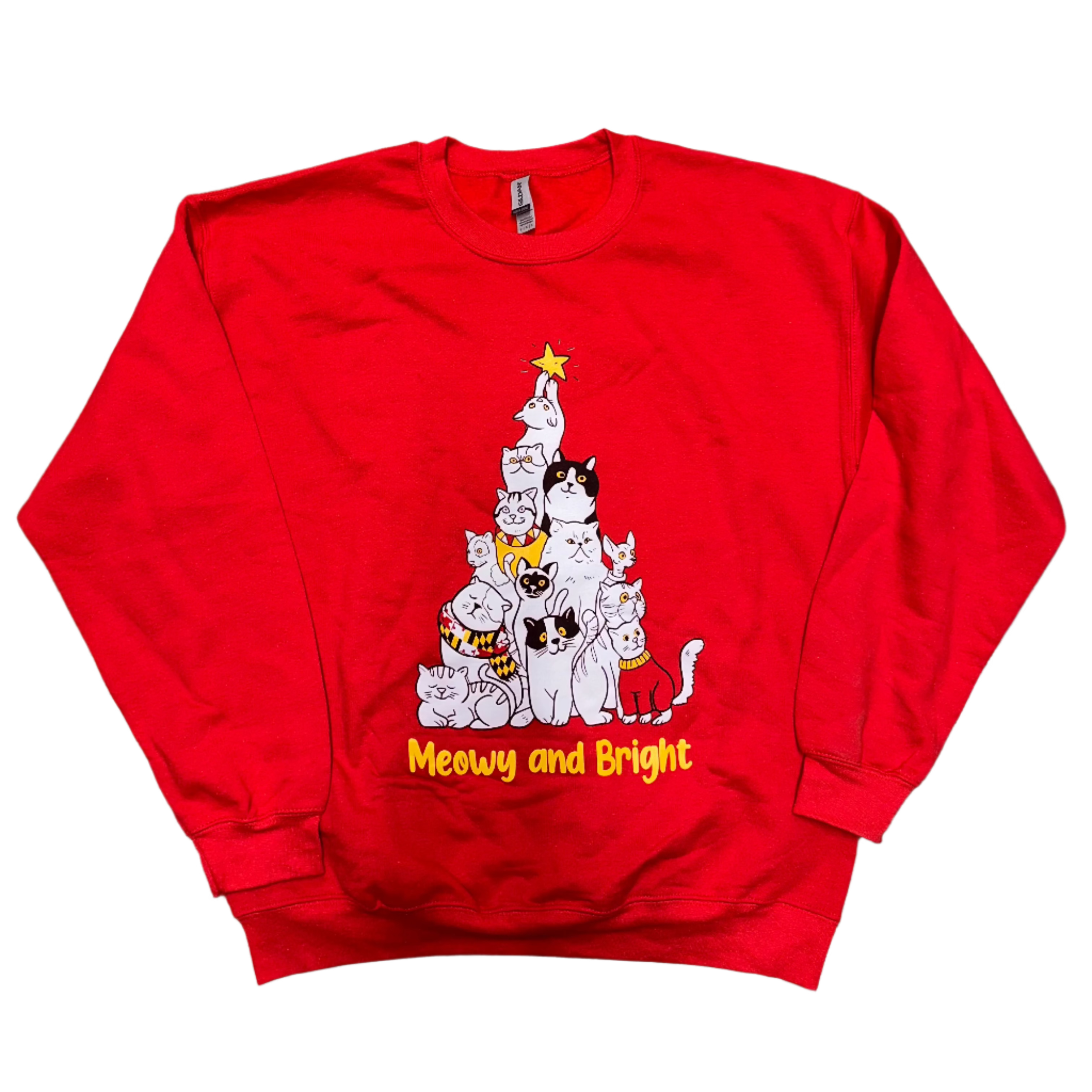 Meowy and Bright Tree (Red) / Crew Sweatshirt