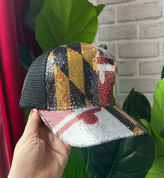 Maryland Flag / Sequin Trucker Hat