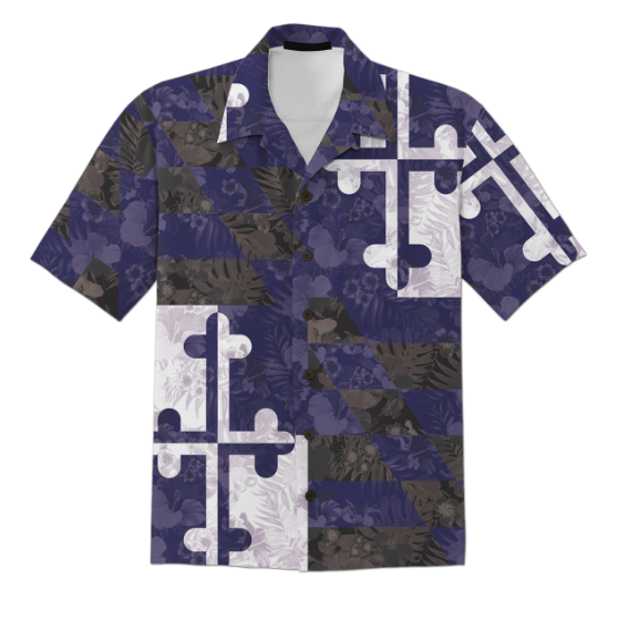 **PRE-ORDER** Maryland Flag Purple Floral / Hawaiian Shirt (Estimated to Ship 10/12/2024)