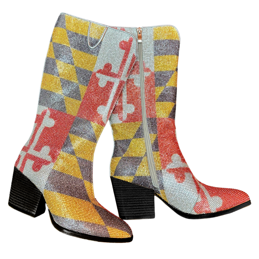 *PRE-ORDER* Maryland Flag Rhinestone / Cowgirl Boots (Estimated Ship Date: 10/10)