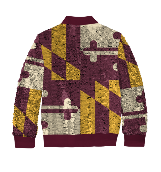 **REQUEST IT** Burgundy & Gold with Burgundy Trim Maryland Flag / Sequin Jacket