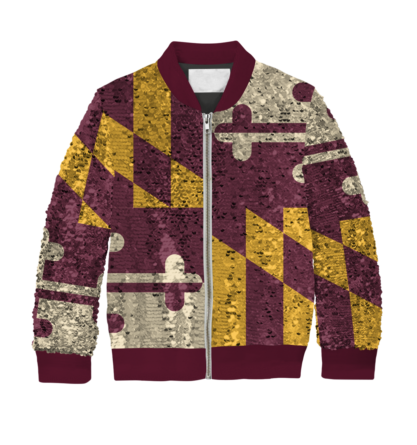 **REQUEST IT** Burgundy & Gold with Burgundy Trim Maryland Flag / Sequin Jacket