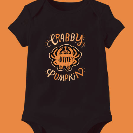 Little Crabby Pumpkin (Black) / Baby Onesie