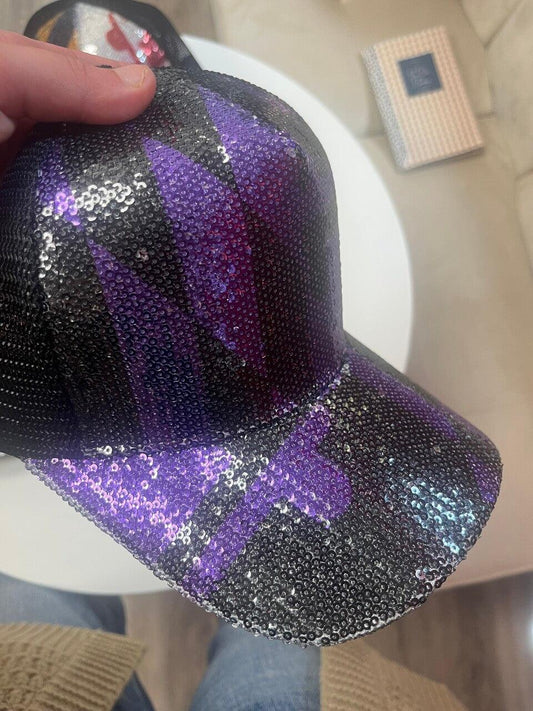 Purple & Black Maryland Flag / Sequin Trucker Hat