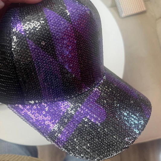 Purple & Black Maryland Flag / Sequin Trucker Hat