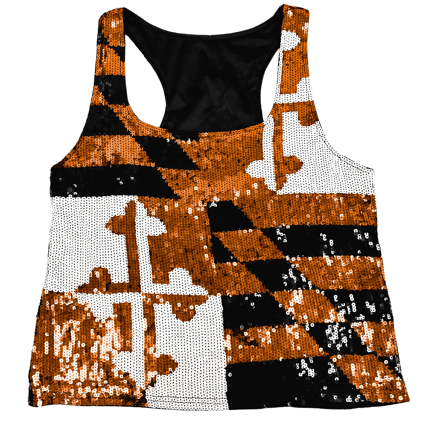 Orange & Black Maryland Flag / Sequin Tank Top