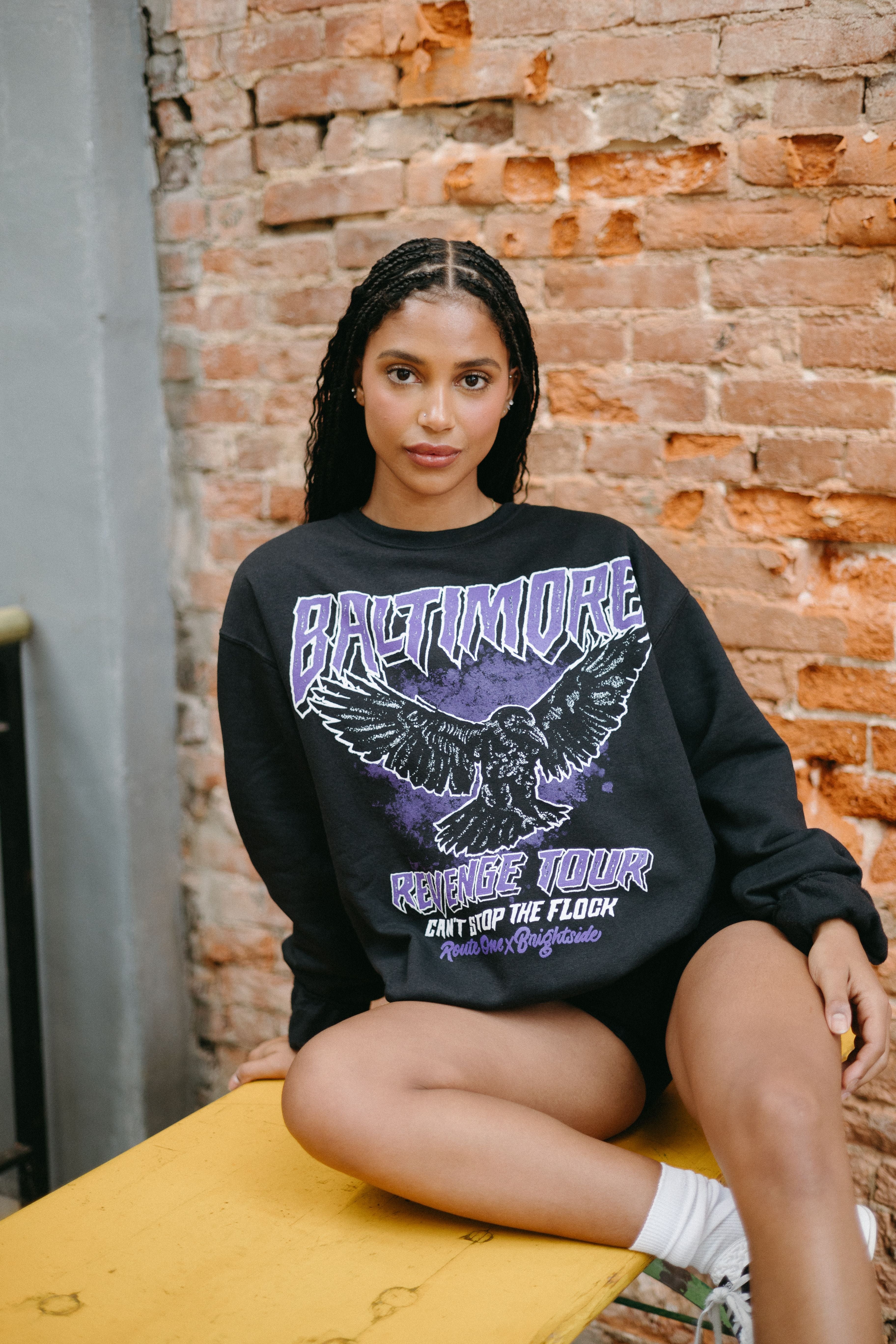 Can't Stop The Flock Raven Crewneck - Brightside X R1A (Black) / Crew Sweatshirt