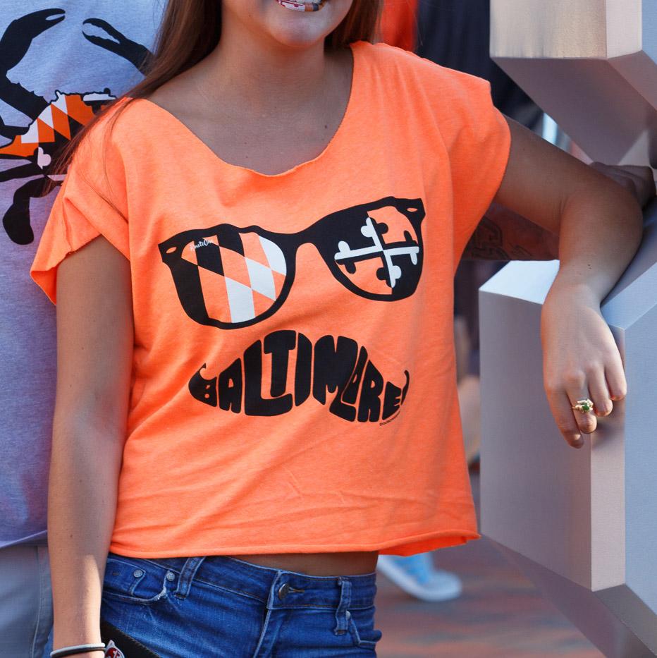 Black & Orange Maryland Mustache (Orange) / Crop Shirt - Route One Apparel