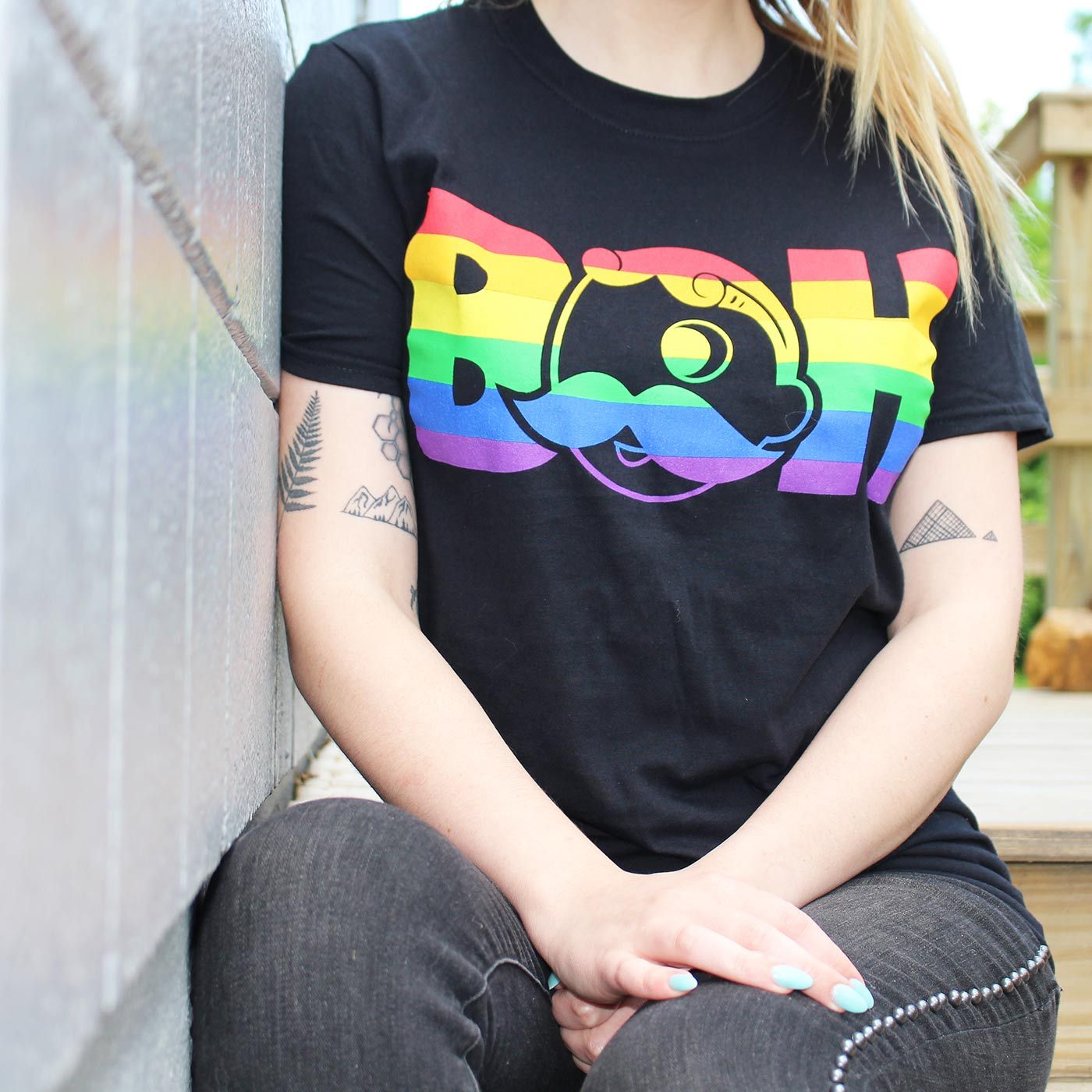 Rainbow Boh Logo Text (Black) / Shirt - Route One Apparel