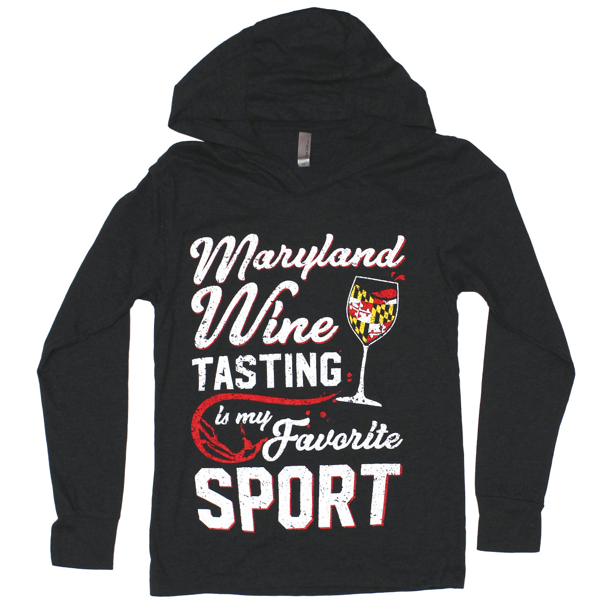 Maryland Wine Tasting is My Favorite Sport (Heather Dark Grey) / Ladies Hoodie - Route One Apparel