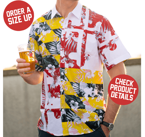 Maryland Flag Floral / Hawaiian Shirt - Route One Apparel