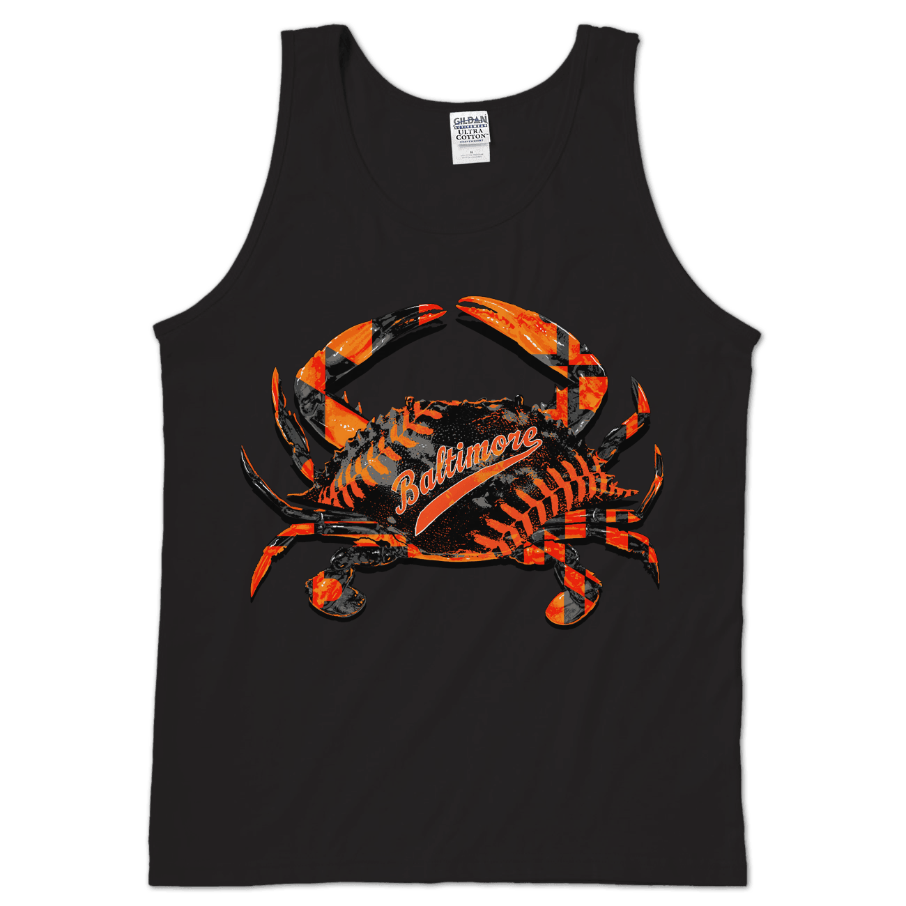 Baseball Home Team Crab *Front Print* (Black) / Tank - Route One Apparel