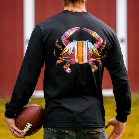 DC Football Home Team Crab *Back Print* (Black) / Long Sleeve Shirt - Route One Apparel