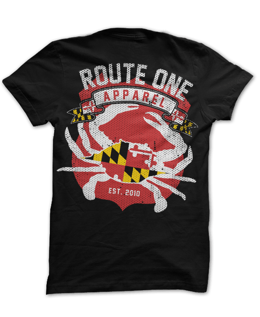 Route One Apparel Classic Flag & Crab (Black) / Shirt - Route One Apparel