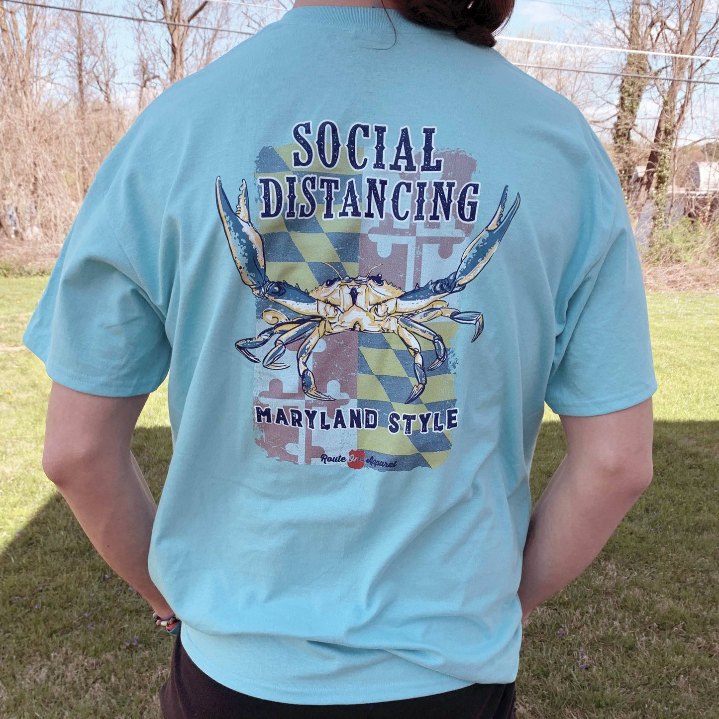 Social Distancing Maryland Style (Light Blue) / Shirt - Route One Apparel