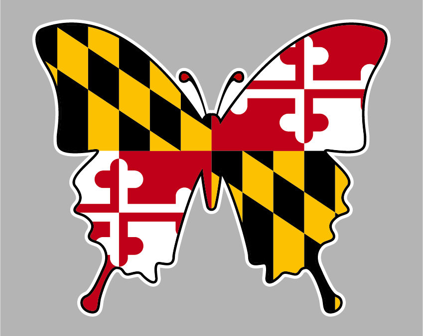 Maryland Flag Sides (Black) / Yoga Leggings